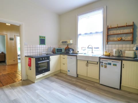 Fridge, dishwasher, electric kettle, toaster