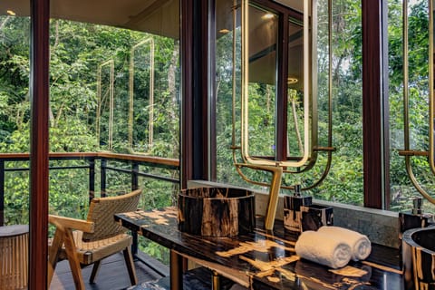 Jungle Luxe Tent | Bathroom | Eco-friendly toiletries, hair dryer, towels, soap