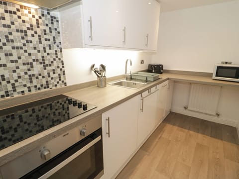 Fridge, dishwasher, electric kettle, toaster