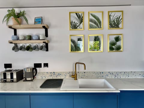 Fridge, dishwasher, electric kettle, toaster