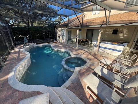 Outdoor pool, sun loungers