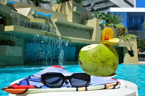 Outdoor pool, sun loungers