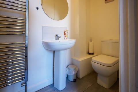 Shower, towels, toilet paper