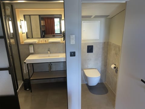 Eco-friendly toiletries, hair dryer, towels