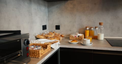 Daily self-serve breakfast (EUR 3.5 per person)