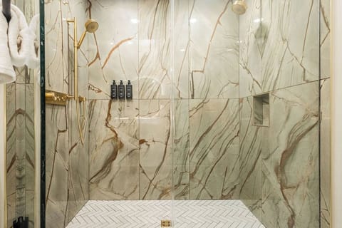 Hair dryer, slippers, towels, soap