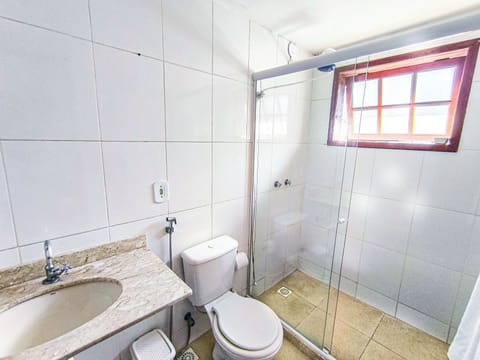 Shower, towels, toilet paper