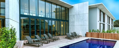 Outdoor pool, sun loungers