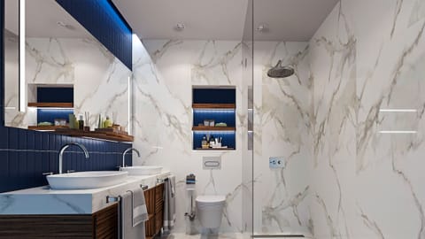 Deluxe Apartment, 2 Bedrooms | Bathroom | Shower, free toiletries, hair dryer, slippers