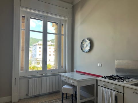 Apartment, Sea View | Private kitchen | Full-size fridge, microwave, oven, stovetop