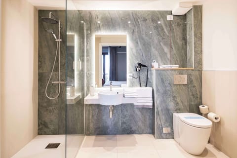 Shower, free toiletries, hair dryer, bidet