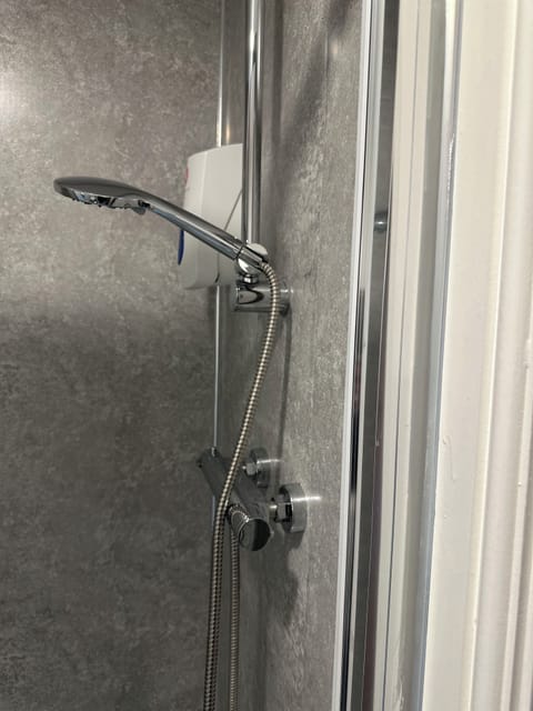 Shower, towels, soap, shampoo