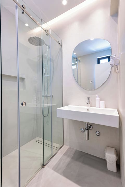 Attic Double Room | Bathroom | Shower, hair dryer, towels, soap