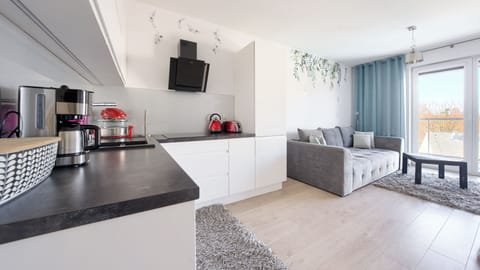 Apartament (305) Pool View | Private kitchen | Fridge, stovetop, espresso maker, electric kettle
