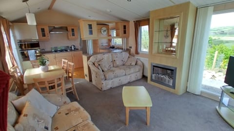 Deluxe Chalet, 3 Bedrooms, Kitchen | Living area | Fireplace, toys