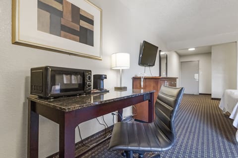 Room, 2 Queen Beds, Non Smoking | Desk, laptop workspace, blackout drapes, iron/ironing board