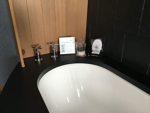 Shower, free toiletries, hair dryer, bathrobes