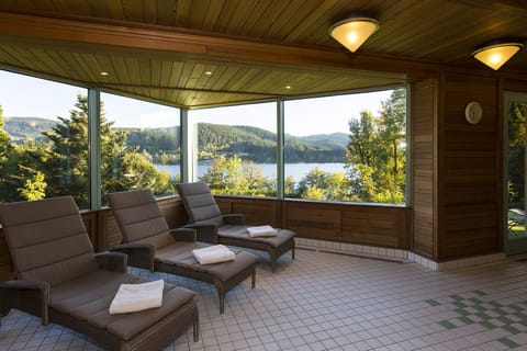 Indoor pool, open 9:00 AM to 7:00 PM, sun loungers