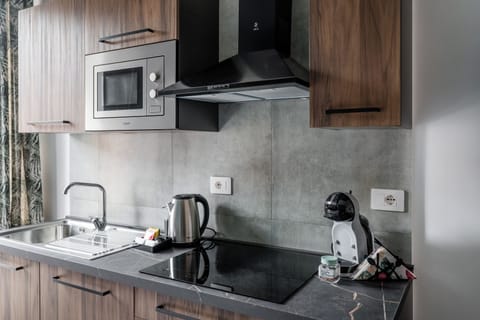 Family Quadruple Room, Balcony, City View | Private kitchen | Fridge, microwave, oven, stovetop