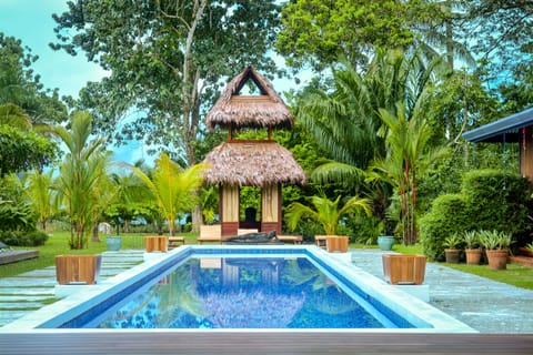 Outdoor pool, sun loungers