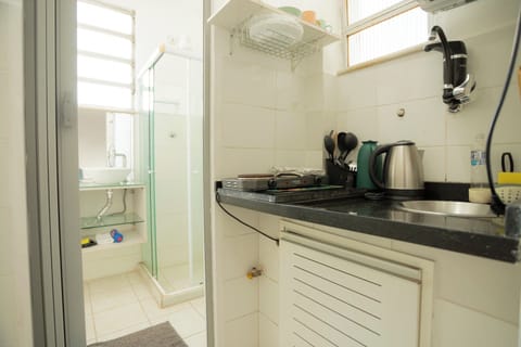 Apartment | Private kitchen | Fridge, microwave, stovetop, cookware/dishes/utensils