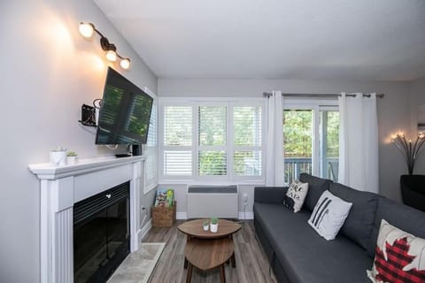 Standard Apartment, 1 Queen Bed with Sofa bed, Mountain View, Mountainside | Living area | TV, fireplace
