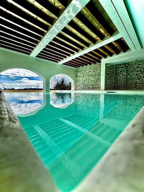 Indoor pool, outdoor pool, sun loungers