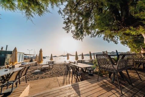 Private beach, beach bar