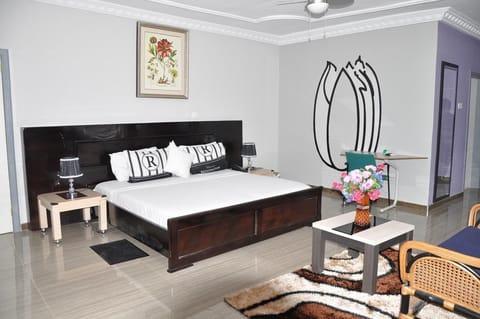 Down comforters, desk, laptop workspace, WiFi (free)