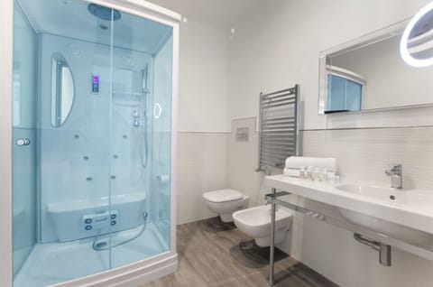 Deluxe Double Room | Bathroom | Shower, hydromassage showerhead, free toiletries, hair dryer