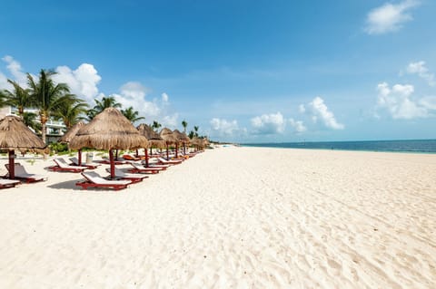On the beach, white sand