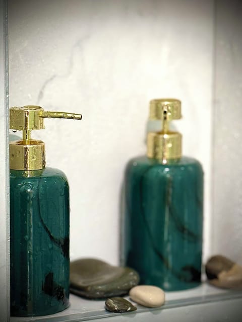 Hair dryer, slippers, towels