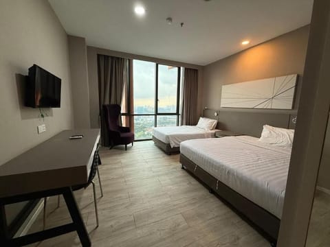Superior Triple Room, City View | In-room safe, desk, blackout drapes, iron/ironing board