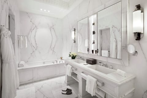 Hair dryer, bathrobes, slippers, towels