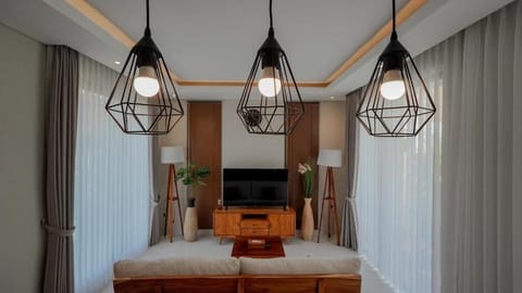 Deluxe Villa, 3 Bedrooms, Pool View | Living area | Flat-screen TV