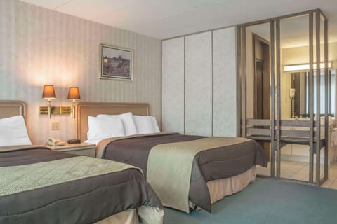 Standard Room, 2 Queen Beds, Non Smoking | Desk, laptop workspace, blackout drapes, iron/ironing board