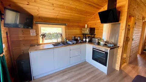 Deluxe Cabin (Lewis Longpod) | Private kitchen | Full-size fridge, microwave, oven, stovetop