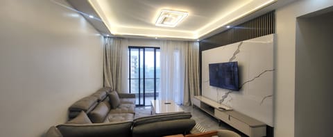 Luxury Apartment, City View | Living area | 55-inch Smart TV with satellite channels, Netflix, streaming services
