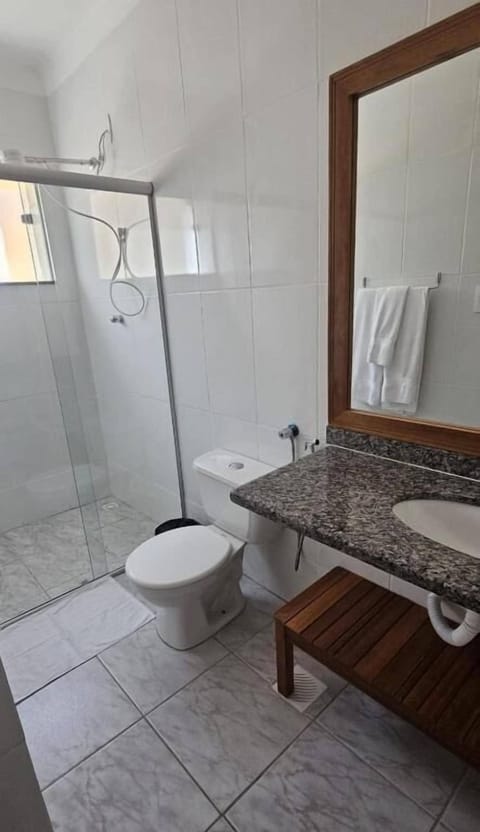 Shower, towels, soap, shampoo