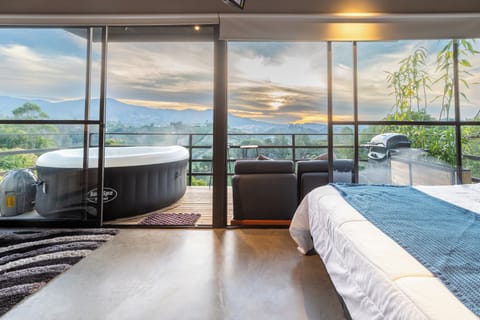 Deluxe Cabin, Mountain View | Premium bedding, minibar, laptop workspace, blackout drapes