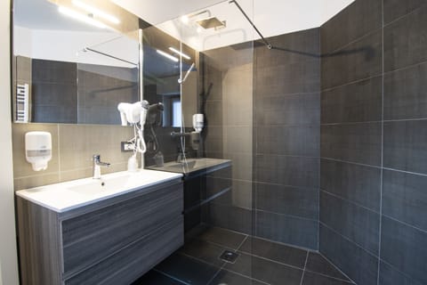 Shower, free toiletries, hair dryer, bidet