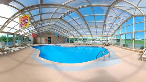Indoor pool, open 8 AM to 11 PM, sun loungers