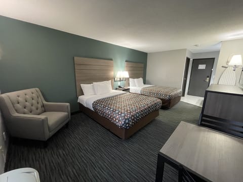 Double Room, 2 Queen Beds, Non Smoking, Refrigerator & Microwave | Desk, laptop workspace, blackout drapes, iron/ironing board