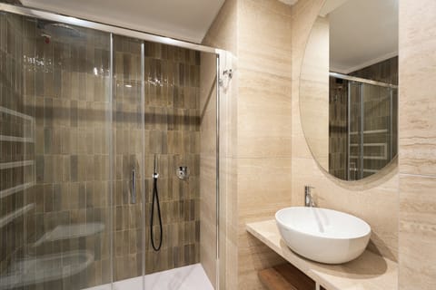 Superior Double Room, Balcony, City View | Bathroom | Shower, hair dryer, towels, soap