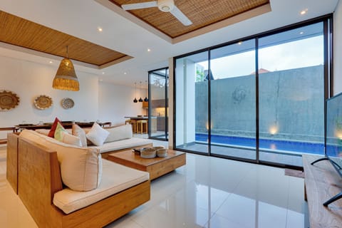 Villa, Pool View | Living area | 43-inch LCD TV with digital channels, Netflix, streaming services