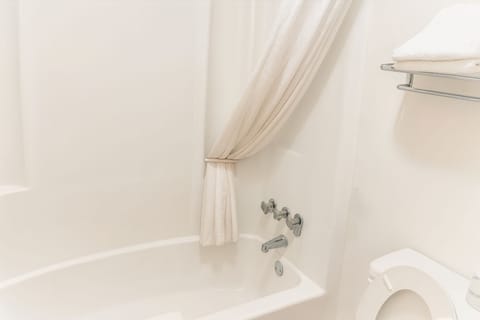 Bathtub, free toiletries, hair dryer, towels