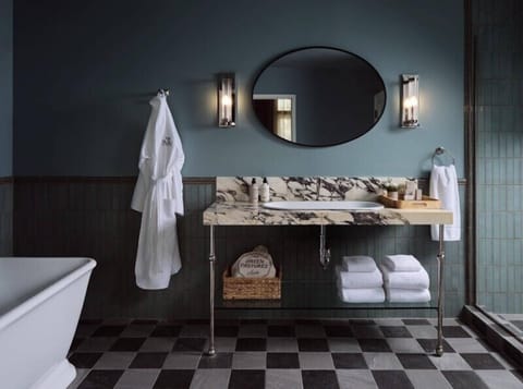 Designer toiletries, hair dryer, bathrobes, slippers