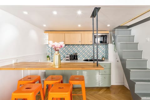 Apartment | Private kitchen | Fridge, microwave, stovetop, espresso maker