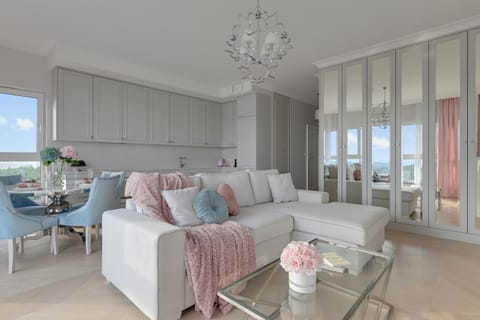 Deluxe Apartment, Hill View | Living area | 35-inch flat-screen TV with satellite channels