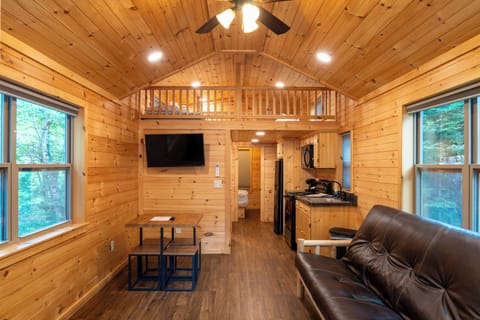 Cabin, River View | Living area | Flat-screen TV